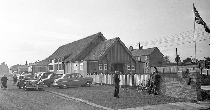 The original Leasingthorne Colliery Welfare Hall and Community Centre in 1957.